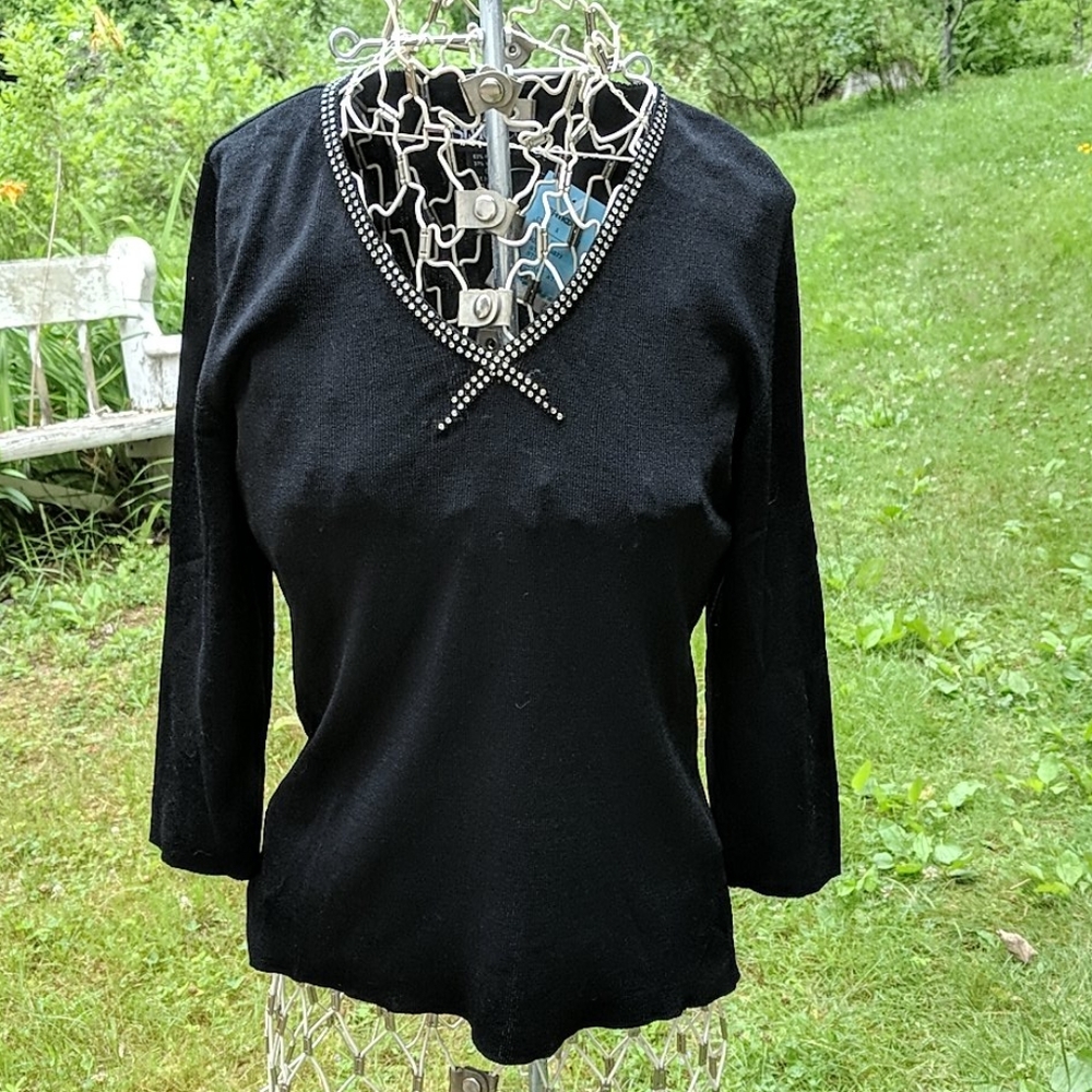 Style & Co 3/4 length sleeve top with rhinestones